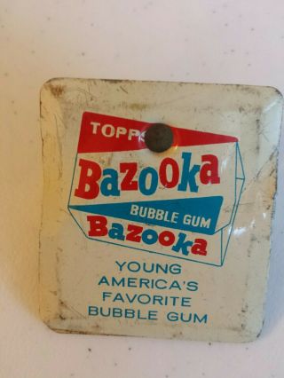 Antique Topps Bazooka Bubble Gum Receipt Clip,  Double Sided Metal Advertising
