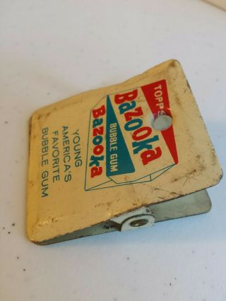 Antique Topps Bazooka Bubble Gum Receipt Clip,  Double Sided METAL ADVERTISING 2