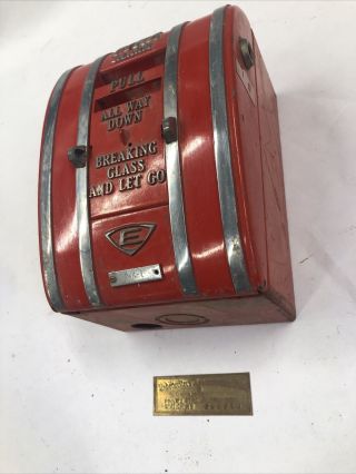 Edwards Fire Alarm Pull Station Vintage Rare With Motor And Back Box Old