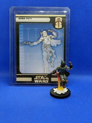 Star Wars Miniatures Boba Fett Figure & Card Rebel Storm 42 Very Rare Mando