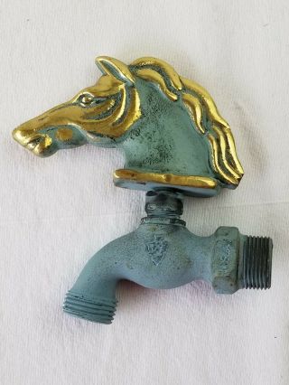 Brass Abp Usa Horse Head Spigot Outdoor Water Faucet Figural Rare