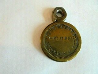 Antique Brass Watch Fob Or Id Tag Jack Warner " Flush " Mt Vernon Illinois
