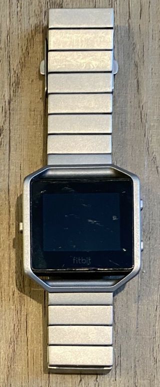 Rare Fitbit Blaze Activity Tracker Smart Watch Silver Band Digital Touch Hr