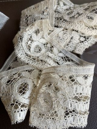 36” Antique French Sweet Simple Net Lace Trim,  Edging,  Doll Salvage 2