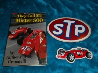 They Call Me Mister 500 Andy Granatelli (1969) Signed,  2 Stp Rare Decals
