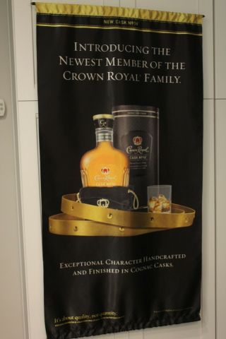 Rare Large Crown Royal Cask No.  16 Vertical Banner Newest Member Of Crown Family