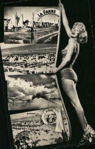 Actress Belgium Rppc Rare Marilyn Monroe La Panne Real Photo Post Card Vintage