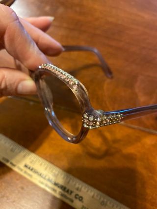 Rare Jeweled Girls Vtg Swank France Eyeglass Frames Pink Clear Rhinestone Sonny