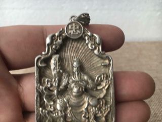 copper silver plating Tibet buddism dragon Guan Gong pendant statue 2