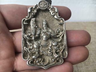 copper silver plating Tibet buddism dragon Guan Gong pendant statue 3
