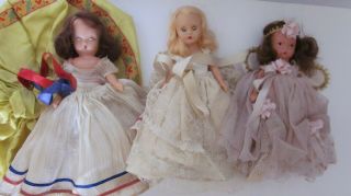 Vintage 3 Nancy Ann Storybook Dolls W/extra Dresses Clothes:bisque &hard Plastic