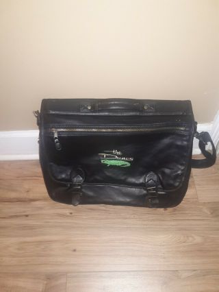 The Dunes Golf And Beach Club Laptop Computer Bag Black Leather Rare Plaid