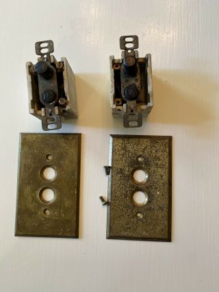 Antique Push Button Light Switch And Brass Covers