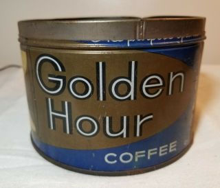 Rare Vintage Golden Hour Coffee Advertising 1 Lb Coffee Tin A.  B.  Corp.  York,  Pa