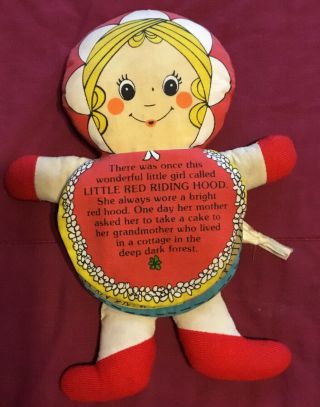 Vintage 1970s Little Red Riding Hood Flip Story Cloth Doll 10” Gerber