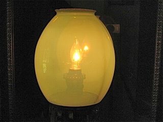 Victorian Vaseline Glass 4 " Fit Oil Lamp Shade Globe Or Lamp Base Gwtw,  Rare