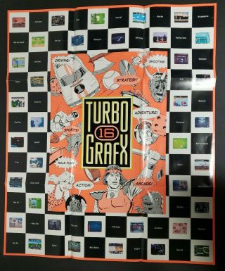 Turbografx 16 Poster 30x25 Vintage Tg16 1989 Turbo Grafx Rare