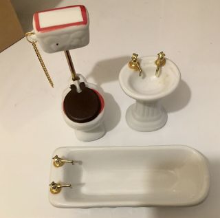 Vintage Porcelain Doll House Bathroom Set