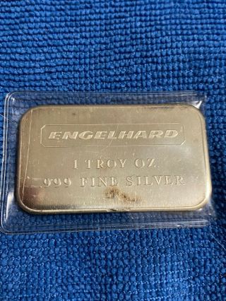 Rare Vintage Engelhard 1oz.  999 Silver Bar No Serial Number Blank Back