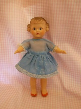 Sweet Vintage Soft Vinyl Baby Doll 9 " Dress Painted Eyes