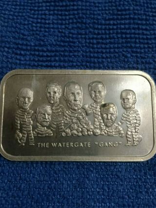 Vintage 1oz.  999 Silver Art Bar " The Watergate Gang " Rare