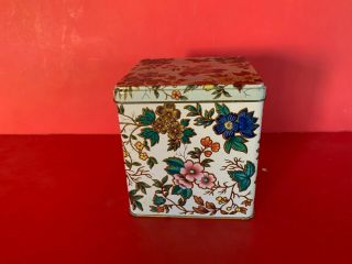 Daher Floral Tin Metal Hinged Top England Flowers Vintage Antique Long Island Ny