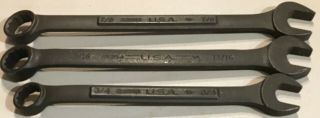 RARE 3 ASS ' T BLACK OXIDE CRAFTSMAN INDUSTRIAL SAE COMBINATION WRENCHES USA MADE 2