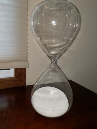 Huge Rare White Sand Hourglass Clear Smooth Glass Timer 2 Hours