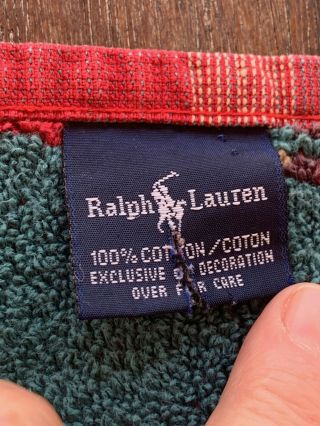 RARE Collectible Vintage Ralph Lauren Southwest Hand Towel Red/Turquoise/Tan 3