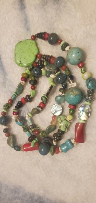 Gorgeous Vintage Semi Precious Multi Color Stone Necklace