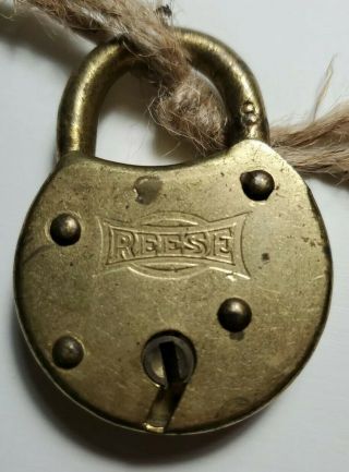 , Antique Vintage Reese Lock Padlock W/key,