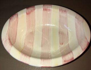 Mackenzie Childs Bathing Hut Pink White Stripe Enamel Soap Dish Rare/retired