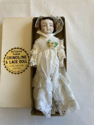 Vintage Shackman 8” Bisque Crinoline & Lace Doll Nib - Japan -