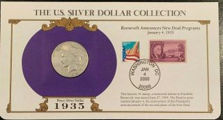 1935 Peace Silver Dollar - U.  S.  Postal Commemorative Stamp Set Rare 3/33c Stamps