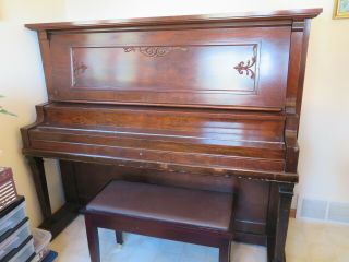 Richmond Antique Mahogany Upright Piano - - With Bench - Redgranite,  Wi