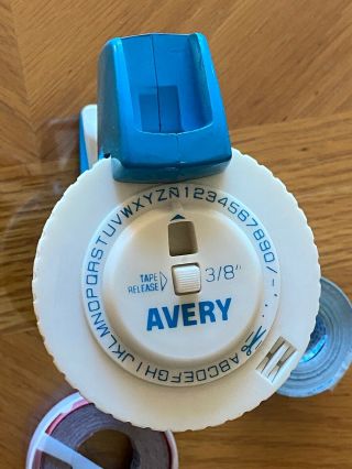 Vintage Avery Label Maker 3/8 Inch Powder Blue Color With Tape 3