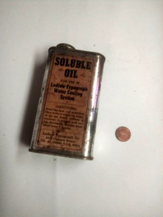 Vintage Ludlow Typograph Printer Soluble Oil Can Ultra Rare B
