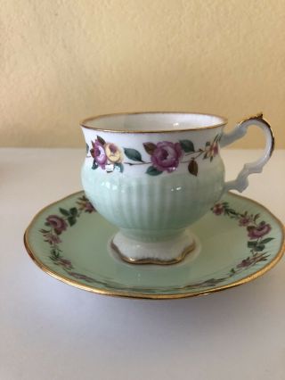 Elizabethan Vintage Fine Bone China England Green Tea Cup And Saucer