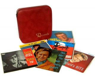 Vintage 1960’s Red Vinyl Record Carrying Case For 7 " 45rpm Singles - Vermont Rare