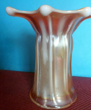Rare/antique Dugan Peach Opalescent Carnival Glass Wide Rib 6 " Spittoon/cuspidor