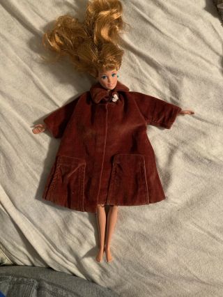 Vintage Custom Handmade Brown Corduroy Coat For Barbie Doll & Midge Doll