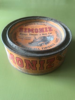Vintage Simoniz Car Wax Orange Tin Can & Wash ‘N Shine Antique Automobile Tins 2