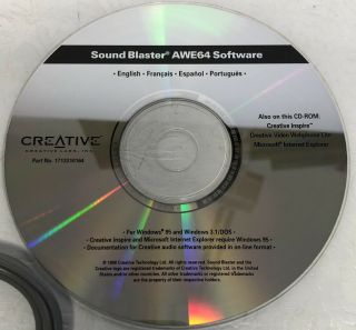 RARE CREATIVE LABS SOUND BLASTER AWE 64 CT4500 ISA WITH AUDIO CABLE VINTAGE 3