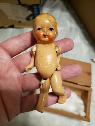 Small Vintage 1930s Japan Jointed Bisque Baby Character Doll 3 1/2 " Tall