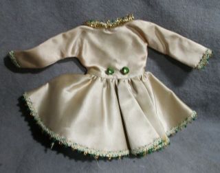 Vintage Cosmopolitan Dress For Miss Ginger - Ivory & Green Satin Majorette