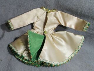 Vintage Cosmopolitan Dress for Miss Ginger - Ivory & Green Satin Majorette 2
