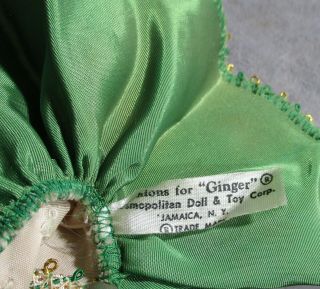 Vintage Cosmopolitan Dress for Miss Ginger - Ivory & Green Satin Majorette 3