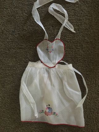 Antique Child Apron With Embroidery Fabric Dotted Swiss 2