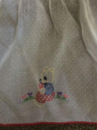 Antique Child Apron With Embroidery Fabric Dotted Swiss 3