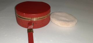 Fantastic Vintage Rare Red Hat Box Powder Puff Compact